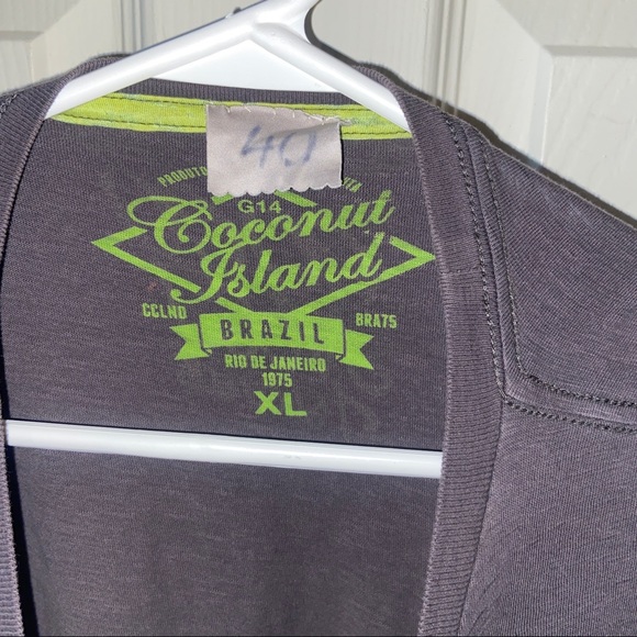 Coconut Island Brazil mens t shirt XL gray green text. - Picture 2 of 5